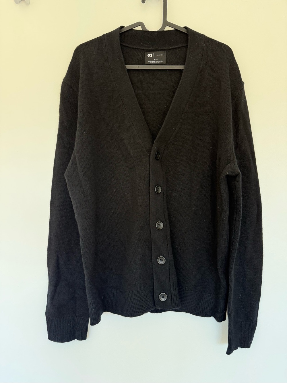 Le 31 Men's Black V-Neck Button Cardigan Sweater